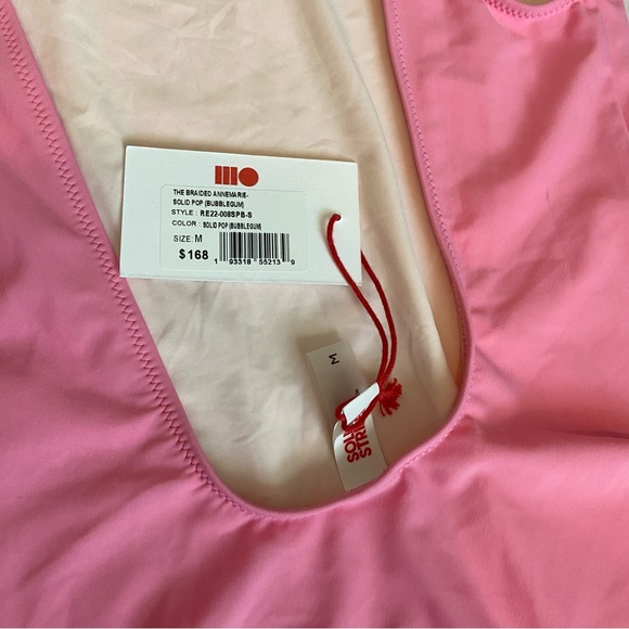 SOLID & STRIPED PINK SWIMWEAR *NWT* SizeM Braided Straps & Backless Detailing - Picture 4 of 14